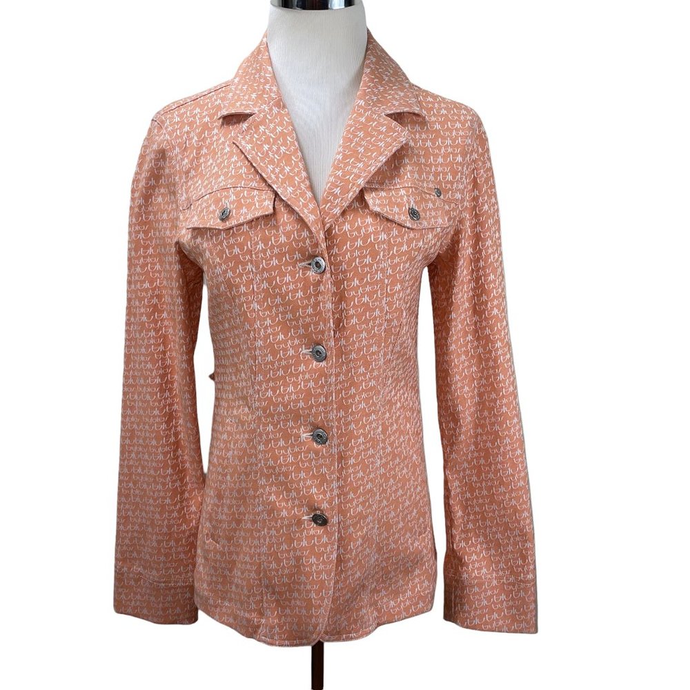 Vintage Byblos Blu Embroidered Logo Print Lightweight Cotton Jacket Pockets